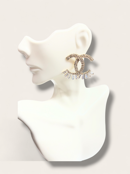 Gold cross c inspired earrings