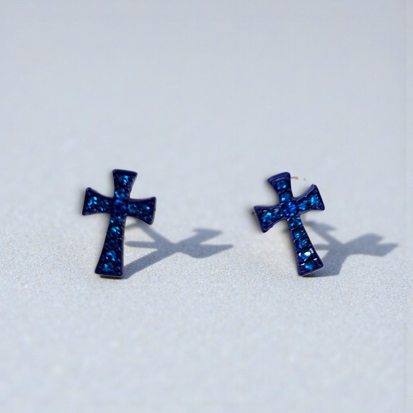 Blue cross earring