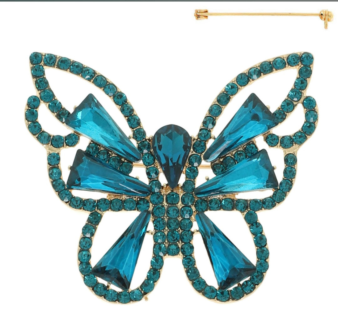 Teal Butterfly Brooch