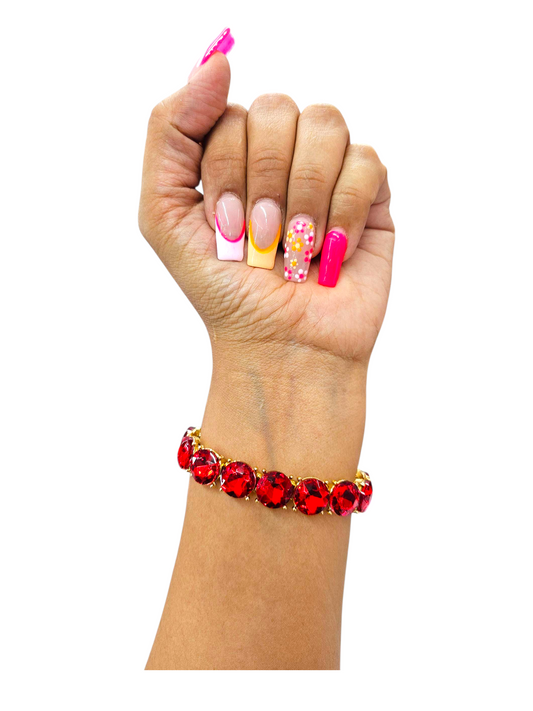 Red Round Single Line Bracelet