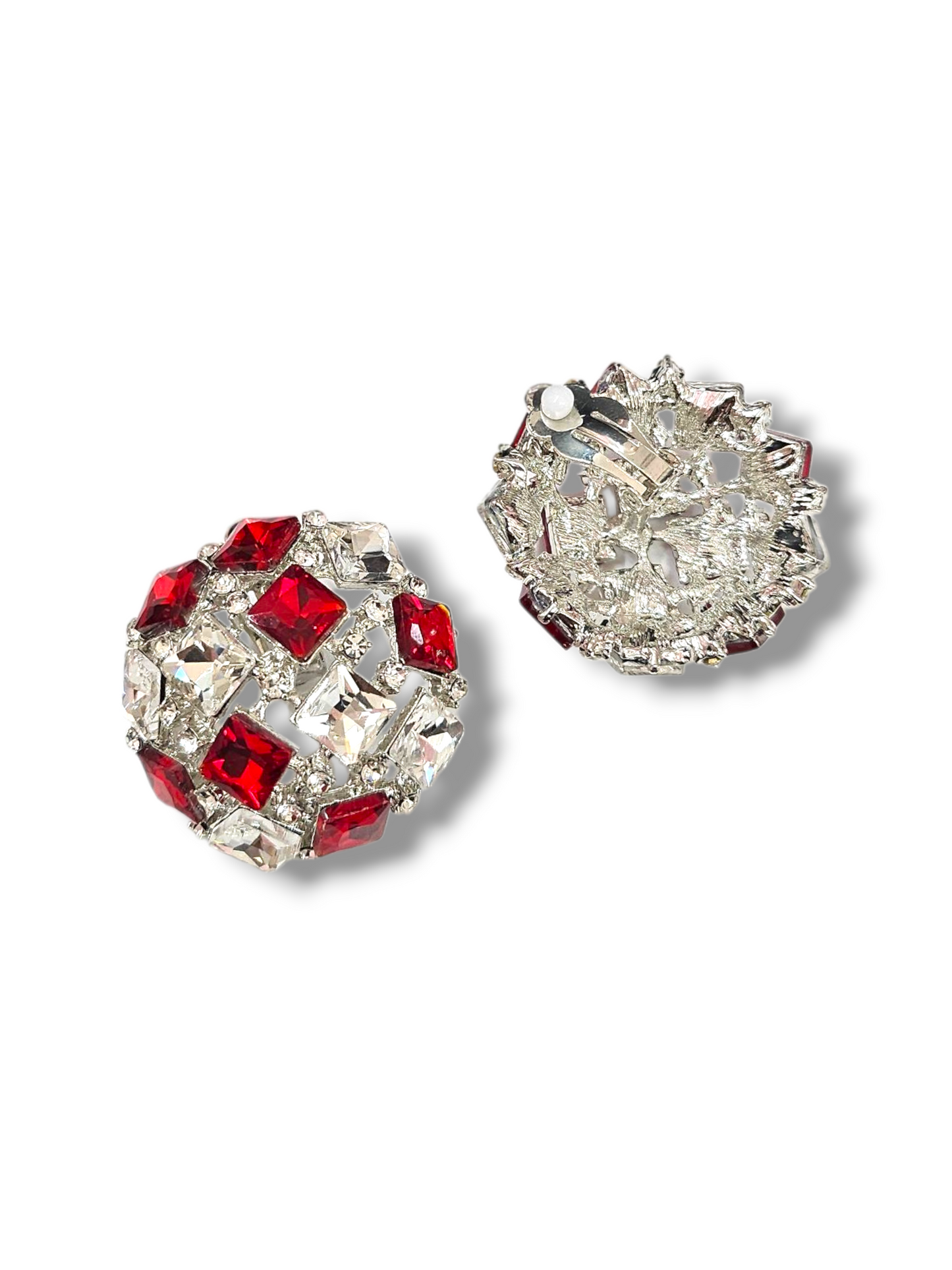 Red White Clip on earrings