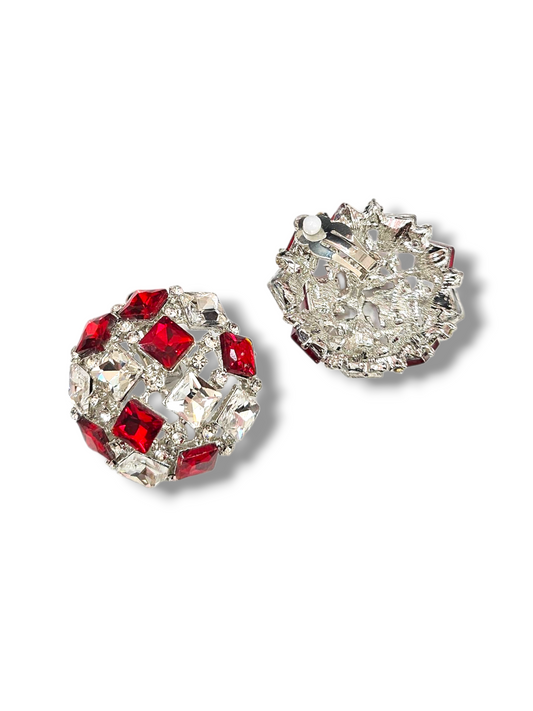 Red White Clip on earrings