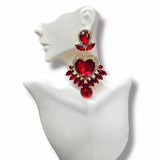 Statement Red heart earrings