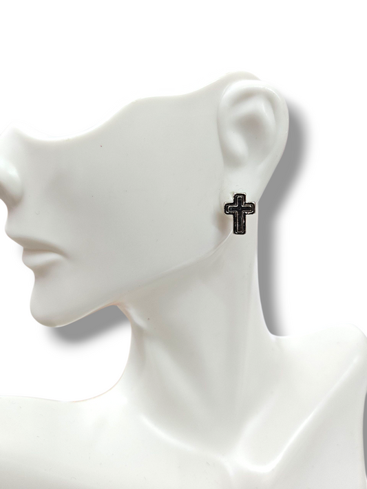 Silver Small Cross Earrings