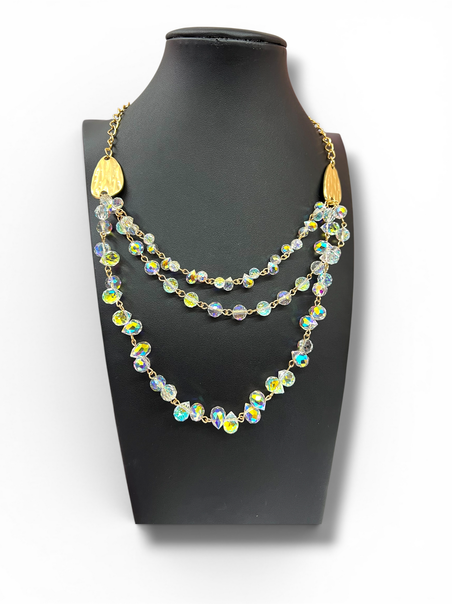 gold crystal layer necklace