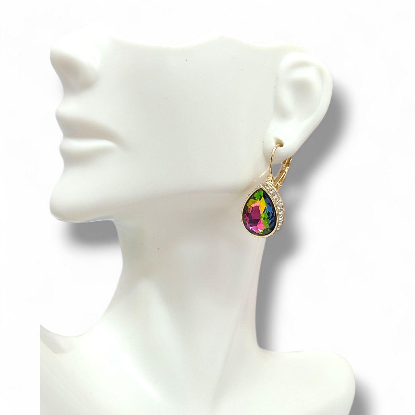 Clip oilslick earrings