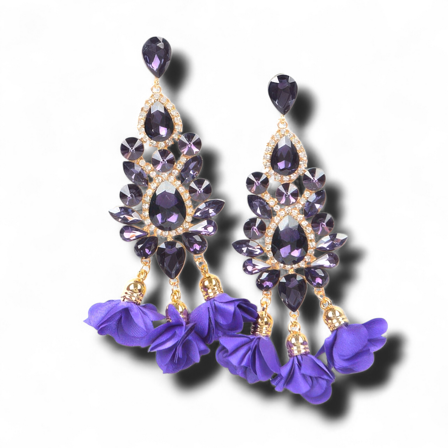 Purple Rhinestone chandelier earrings
