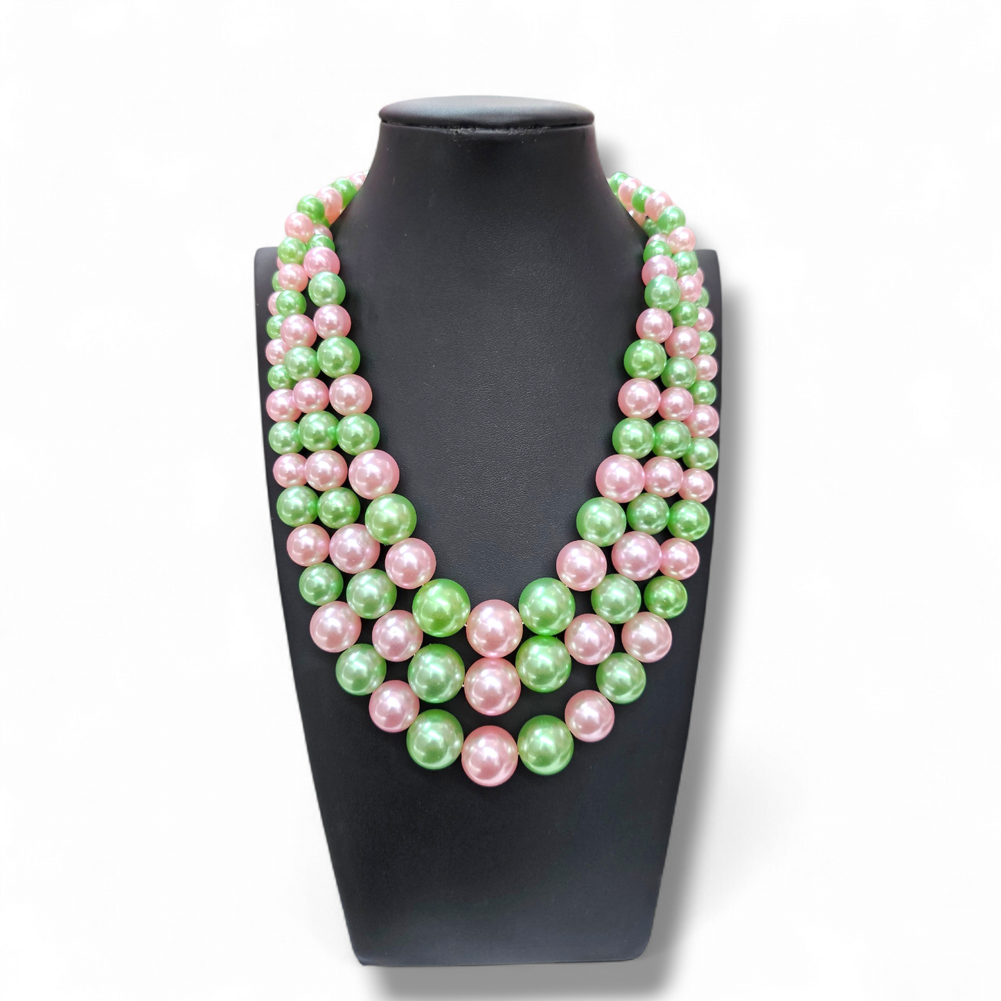 Pink green Pearl Necklace
