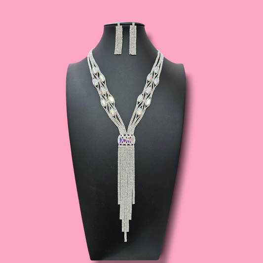 Silver AB Y Necklace