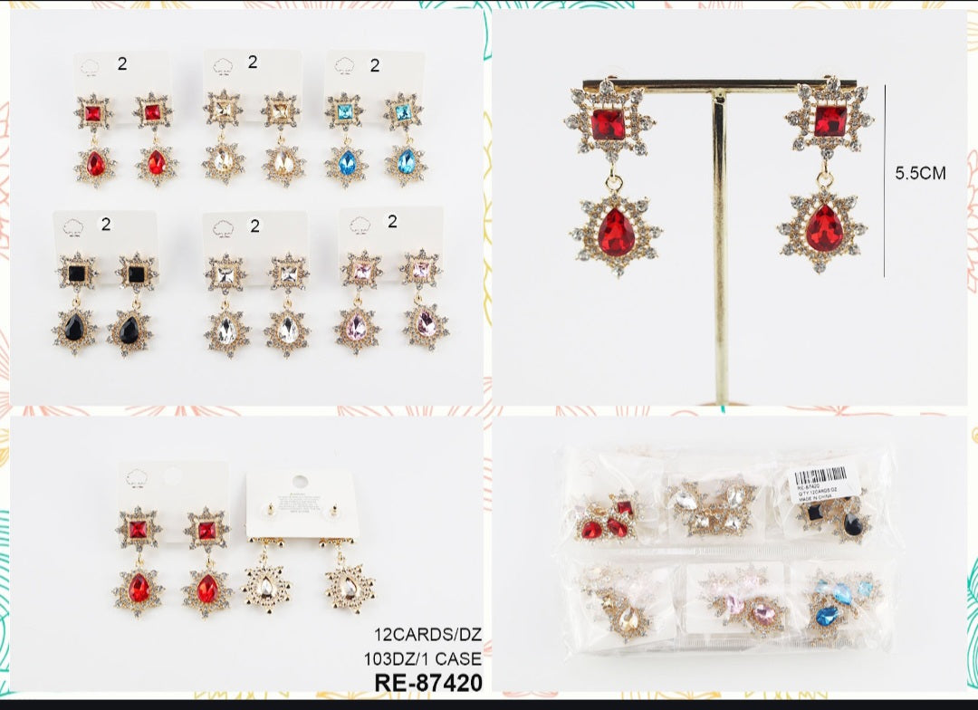 Rhinestone Dozen pack earrings