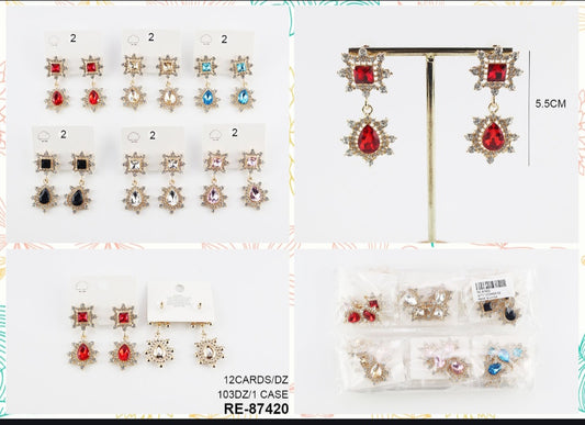 Rhinestone Dozen pack earrings