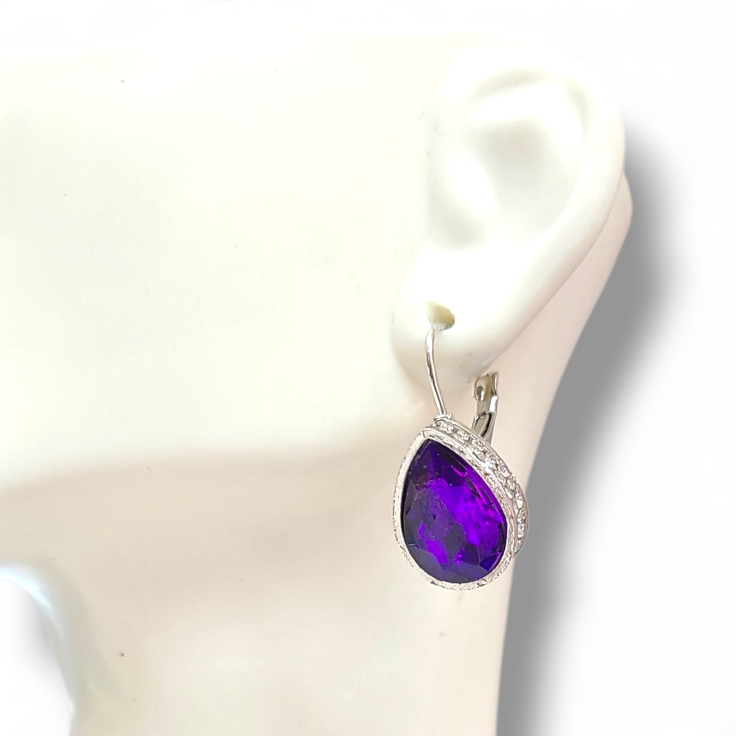 Purple clip earrings