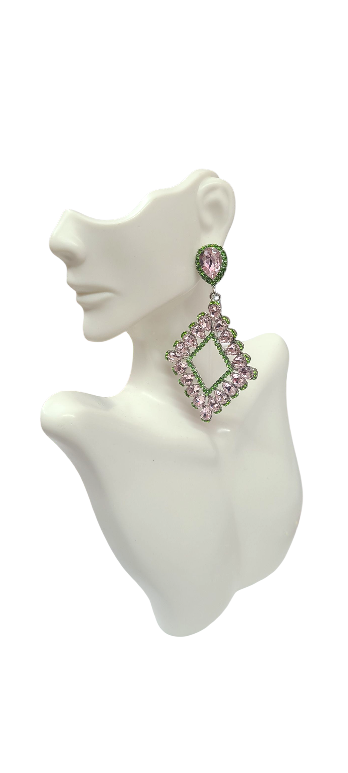 Green Pink Post Earrings