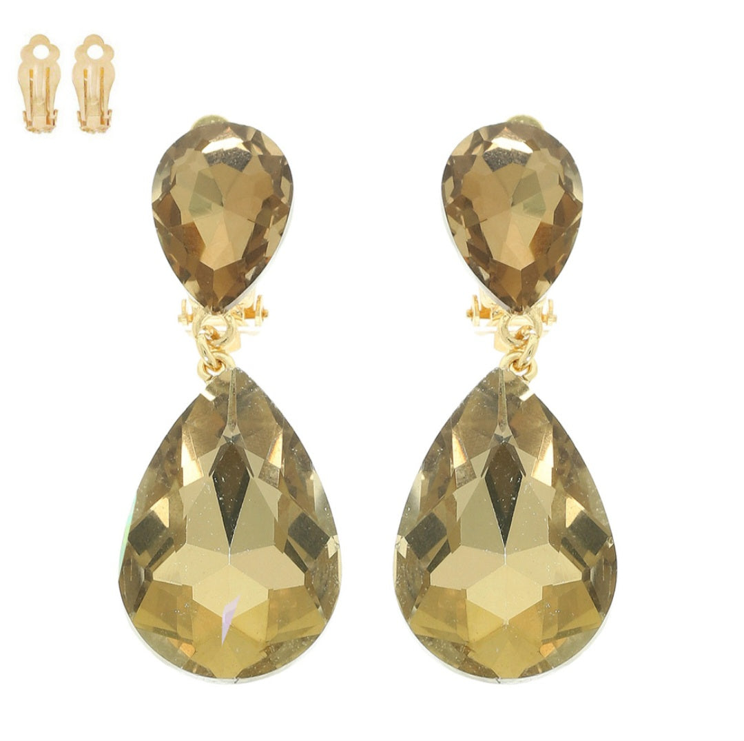 Brown clip on earrings