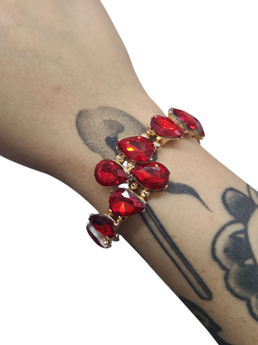 Red Rhinestone Drip Cuff