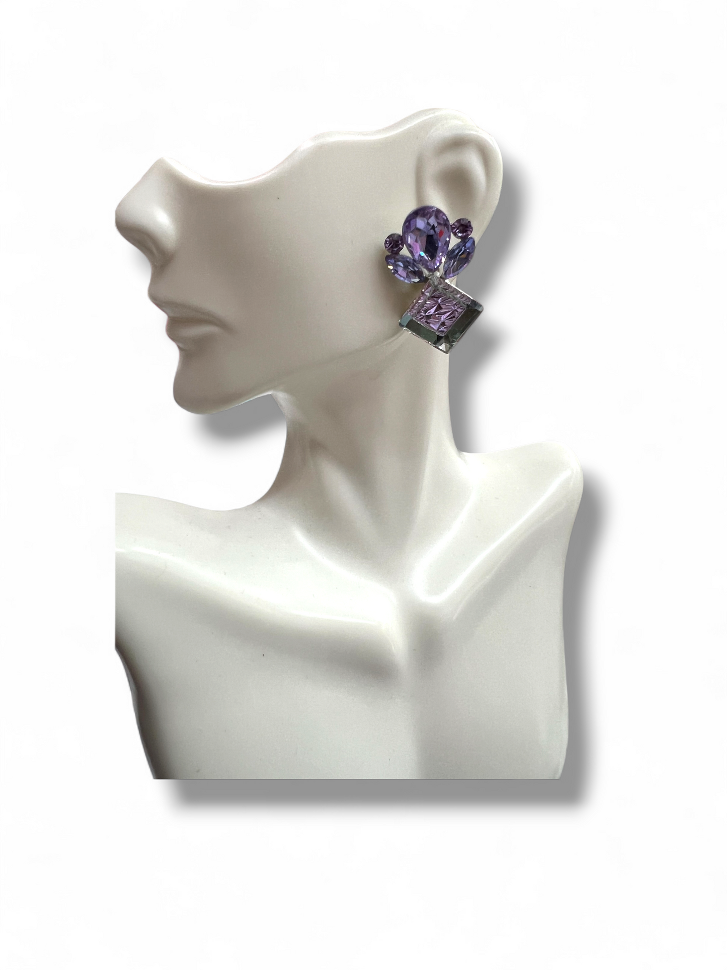 Purple Crystal Stud Earrings