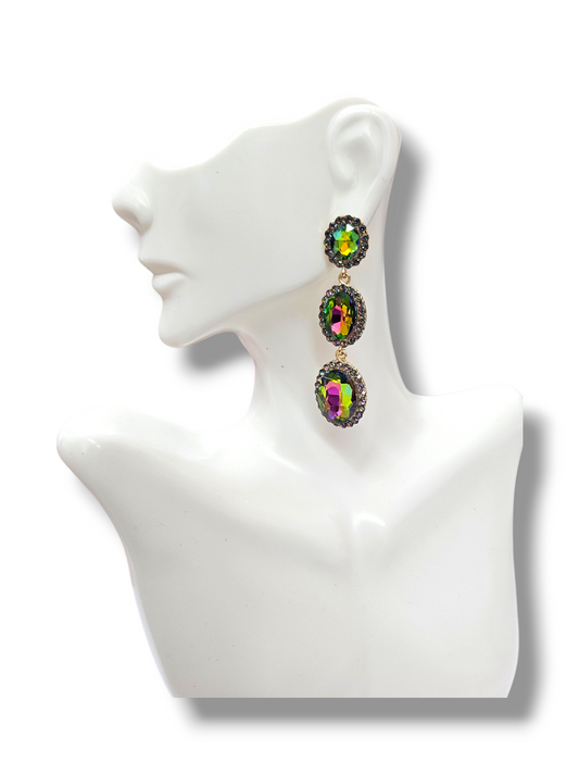 Oval Oilslick Drop earrings