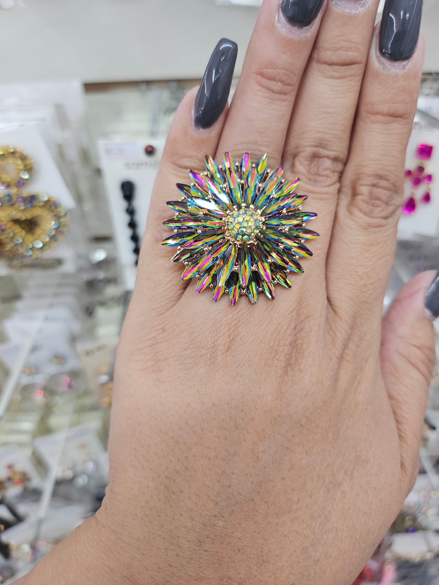 Oil slick firework ring