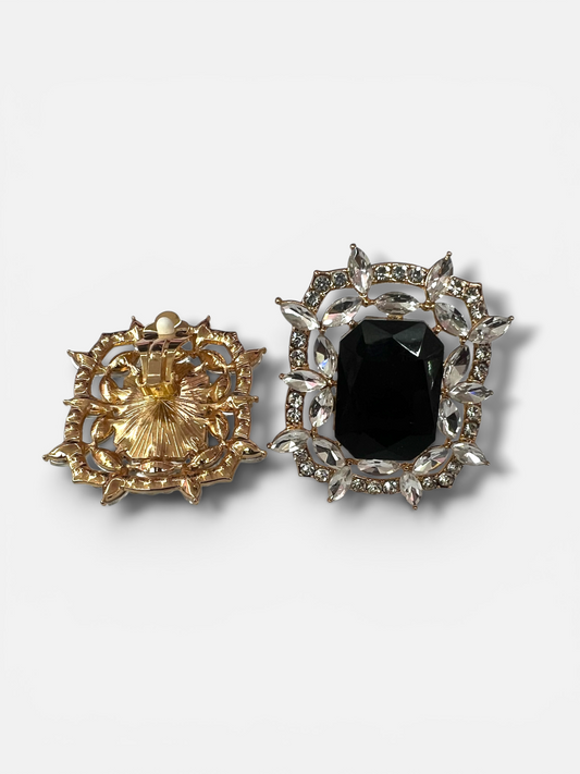 Black rhinestone clip ons