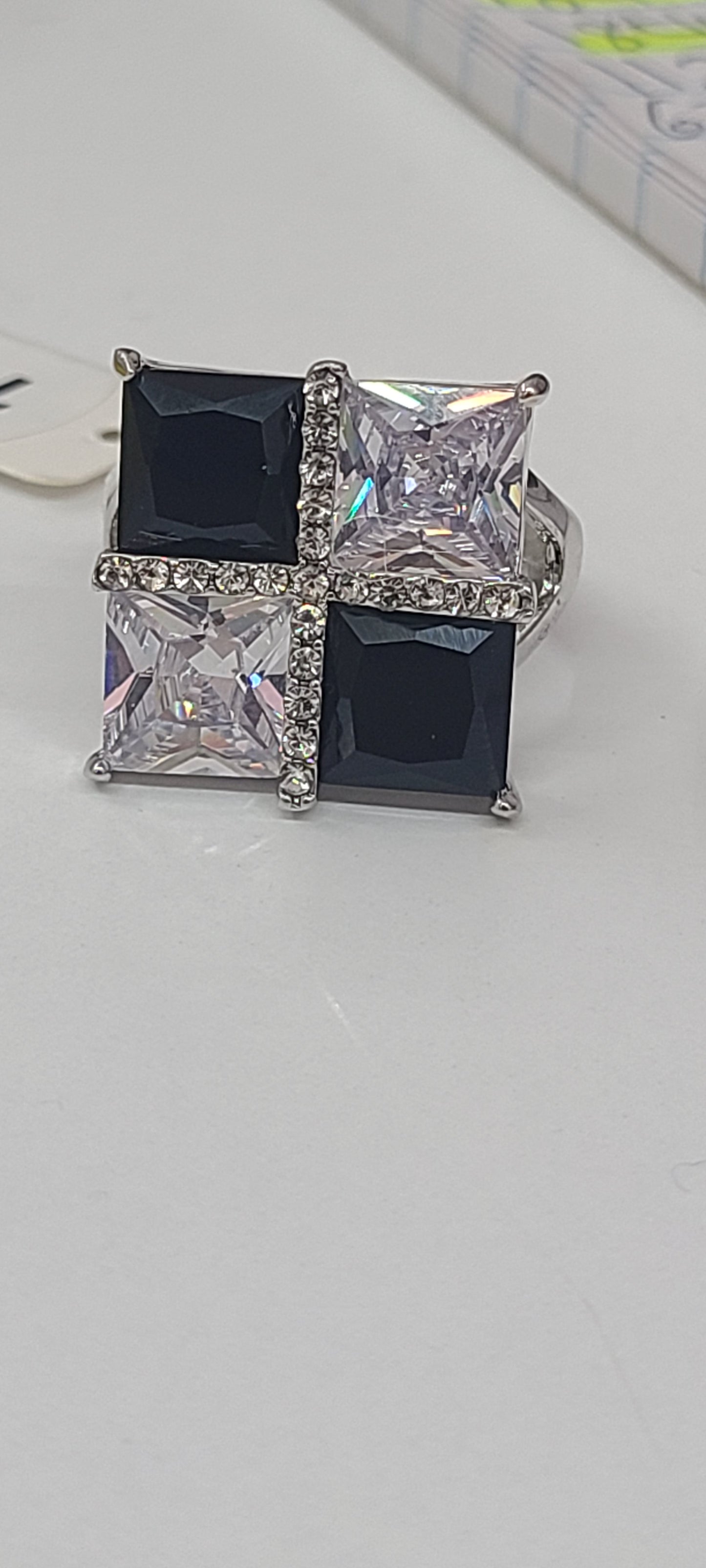 Black and white CZ ring