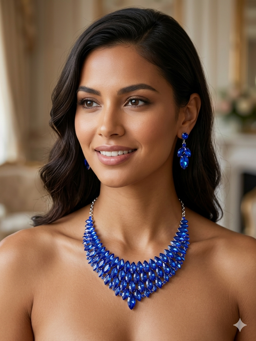 Royal Blue Rhinestone Necklace
