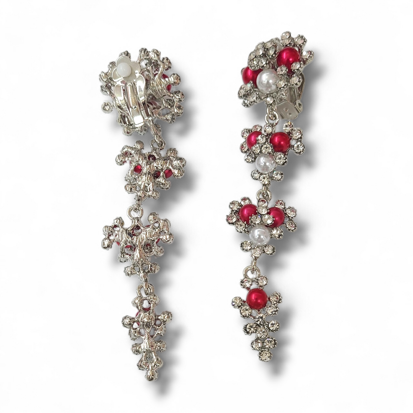 Gray red pearl clip on