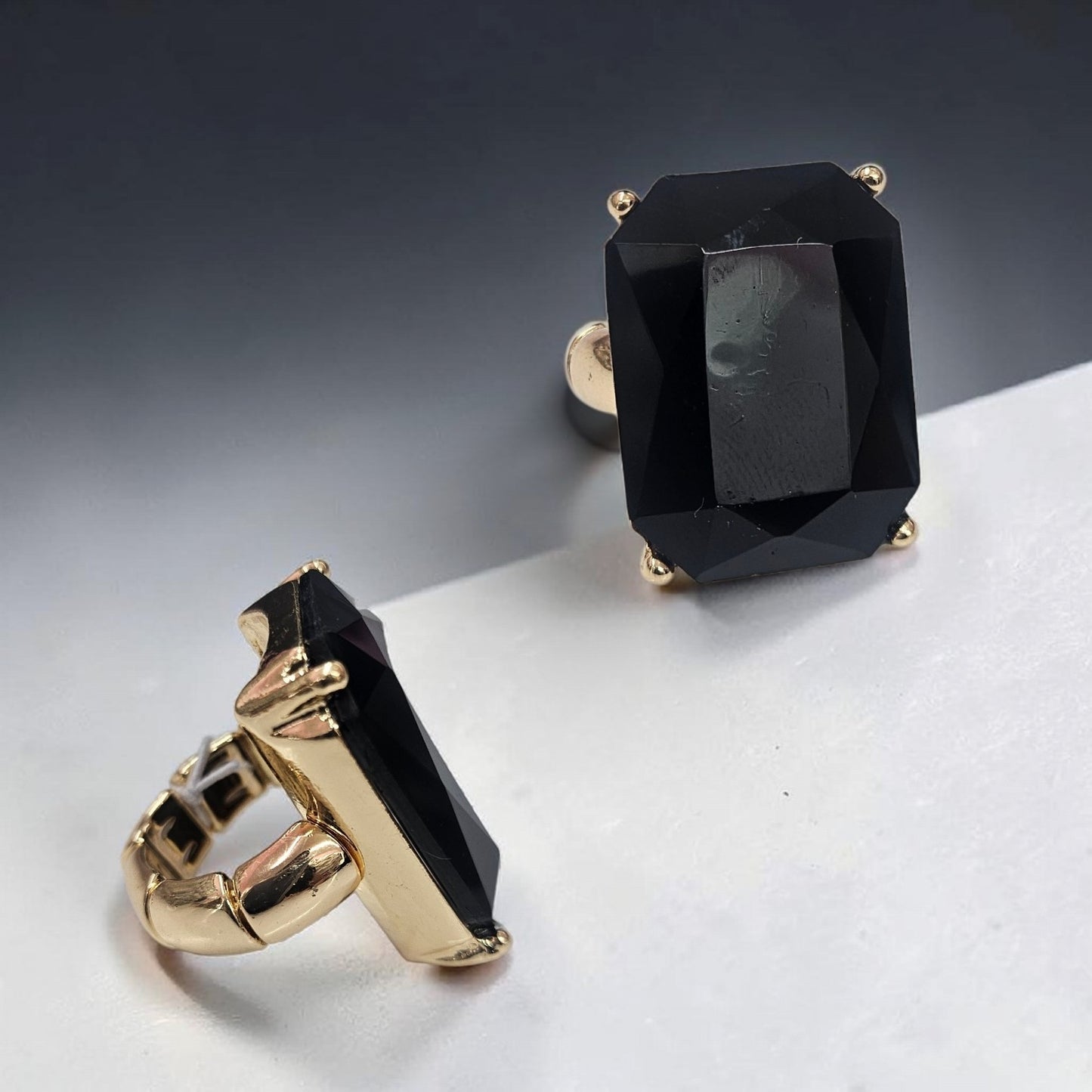 Black rhinestone ring