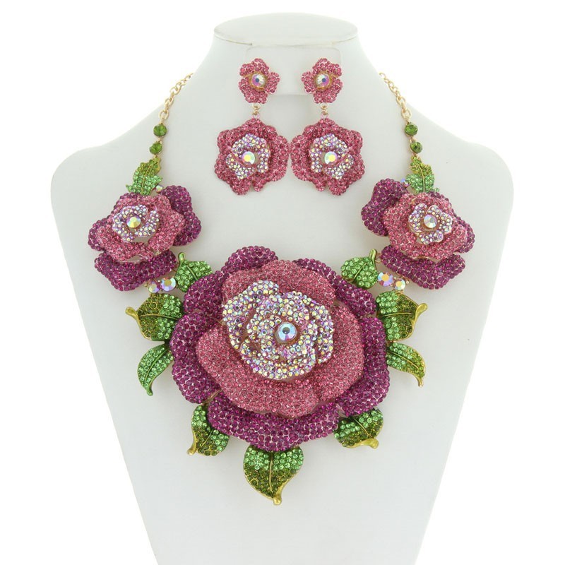 Pink Rose statement necklace