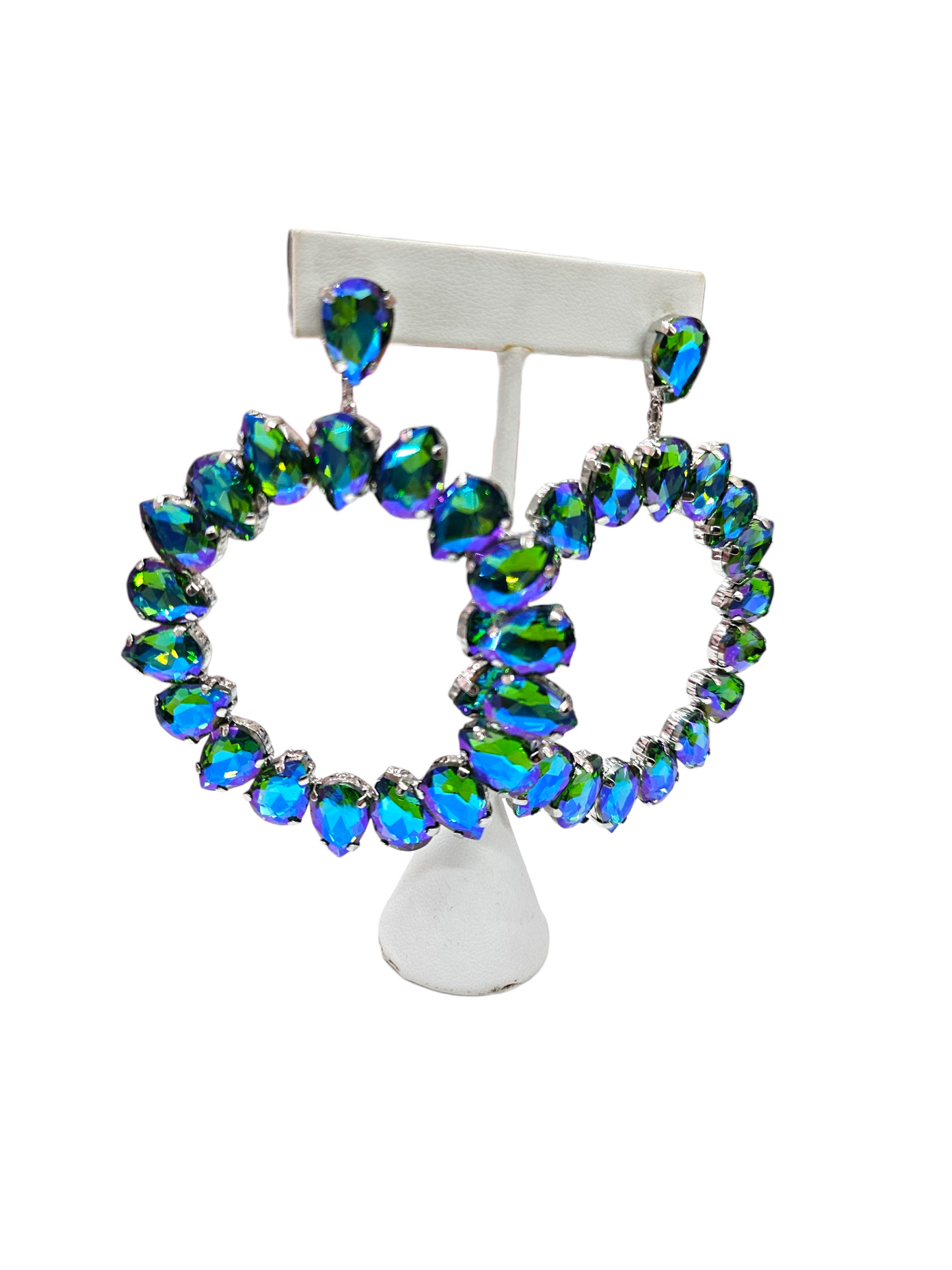 Post Round Blue AB earrings