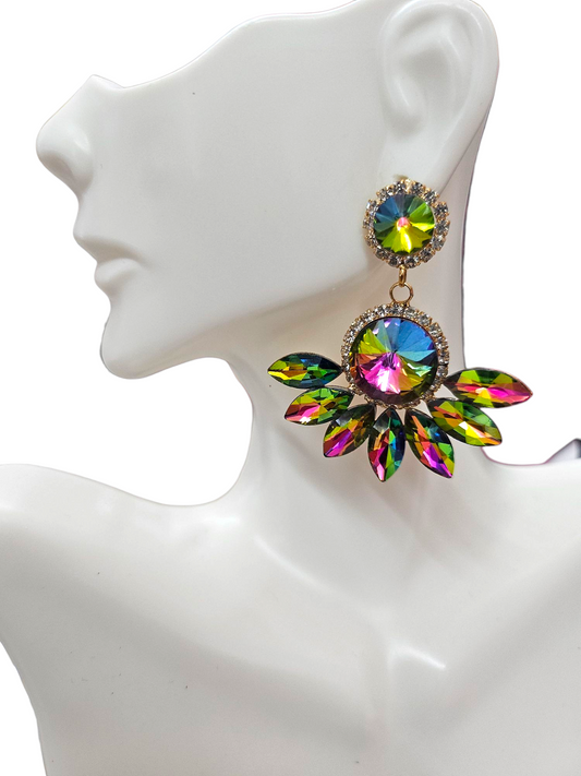 Post fan out oil slick earrings