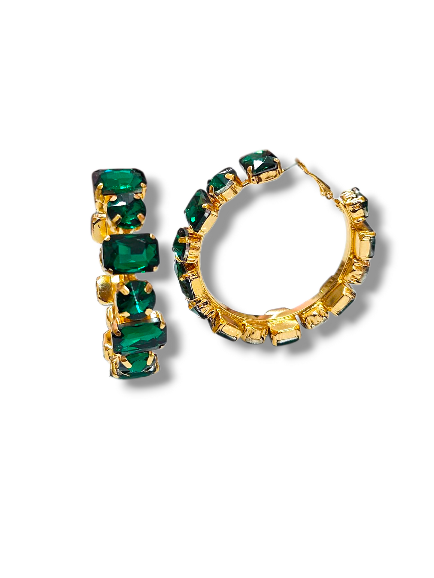 Green Gold Hoops