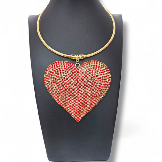 Red Heart Choker Necklace