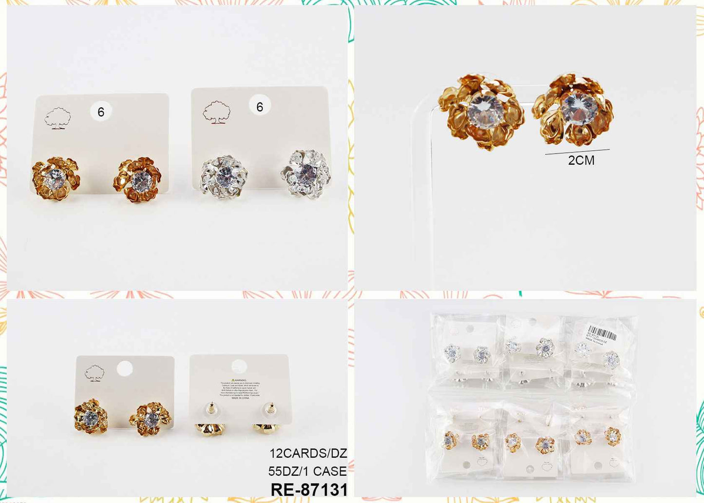 Gold Silver flower studs
