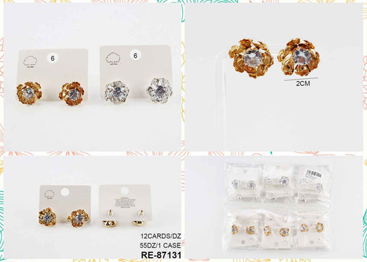 Gold Silver flower studs