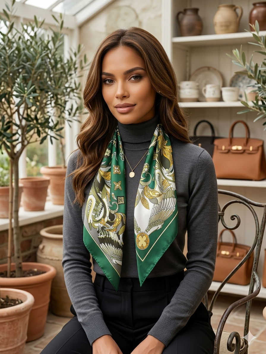 Green swan scarf