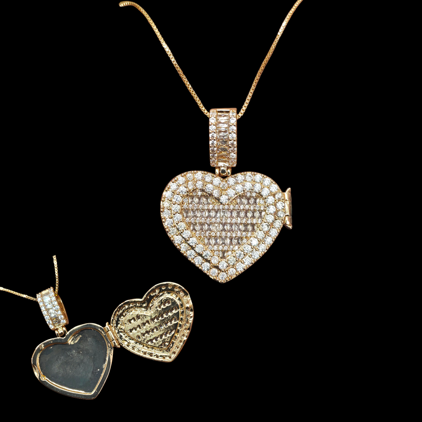 Zirconia heart locket necklace