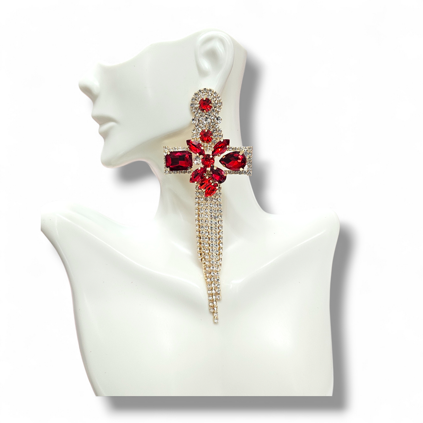Red Cross Tassel Earrings