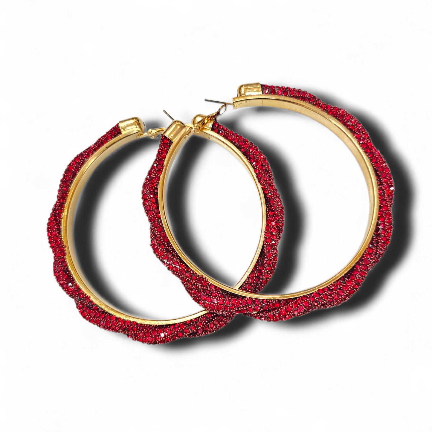 Red rhinestone hoops