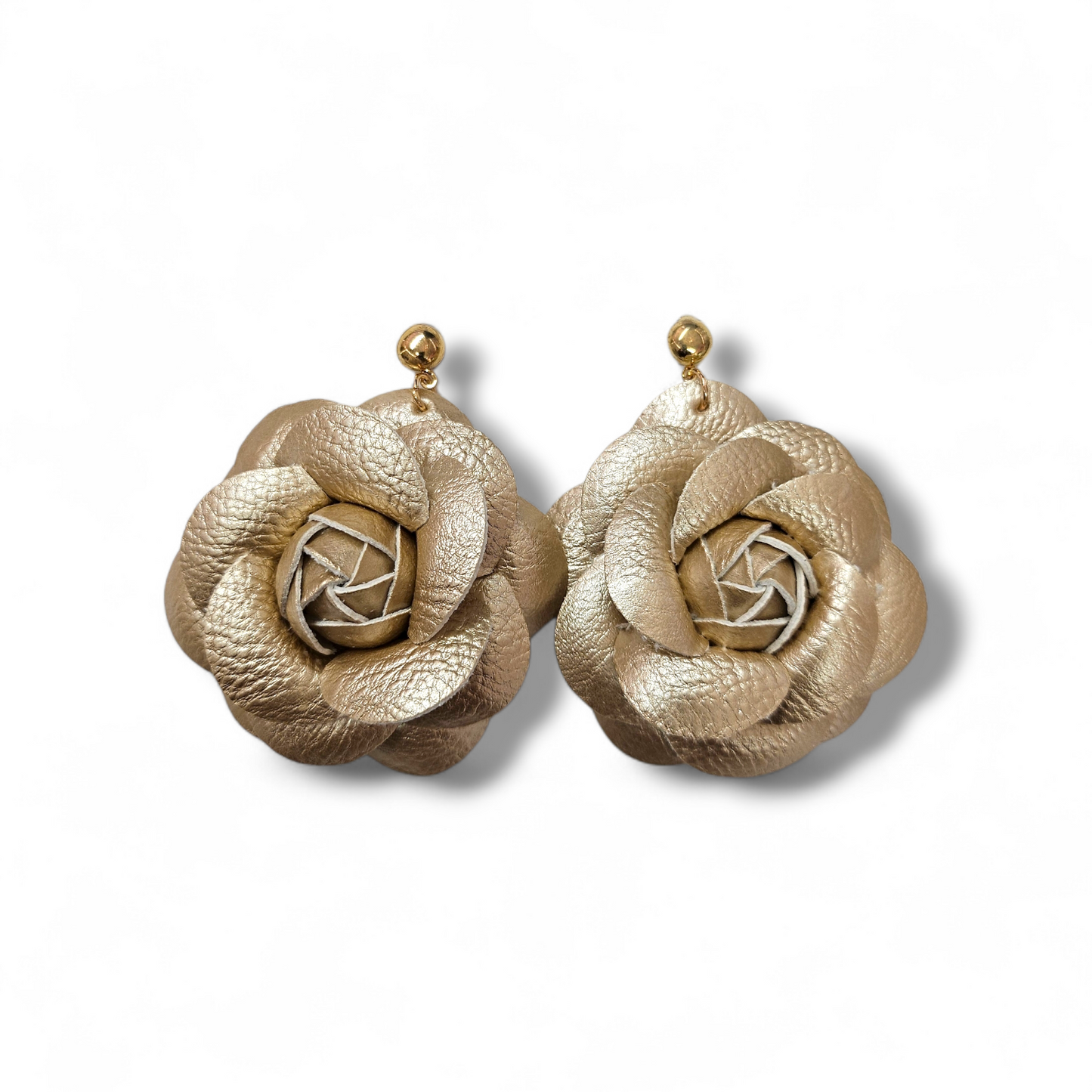 Gold leather earrings