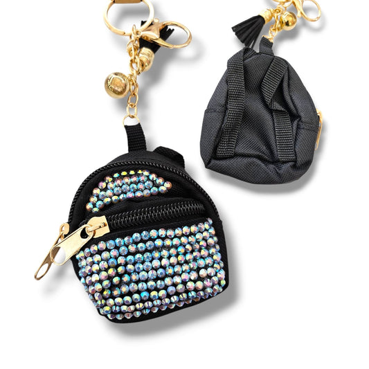 Black AB backpack keychain