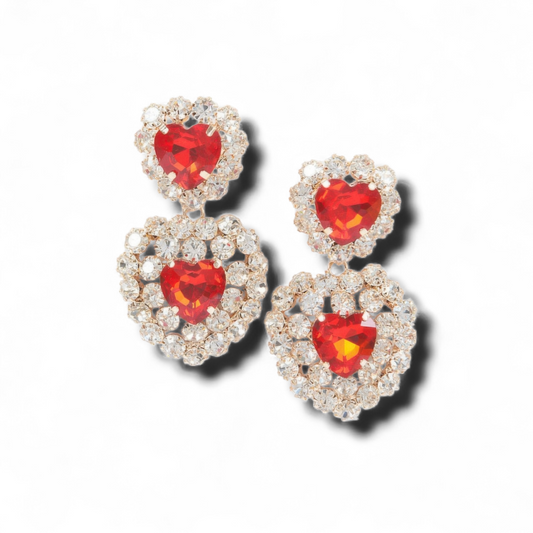Red Double Heart earrings