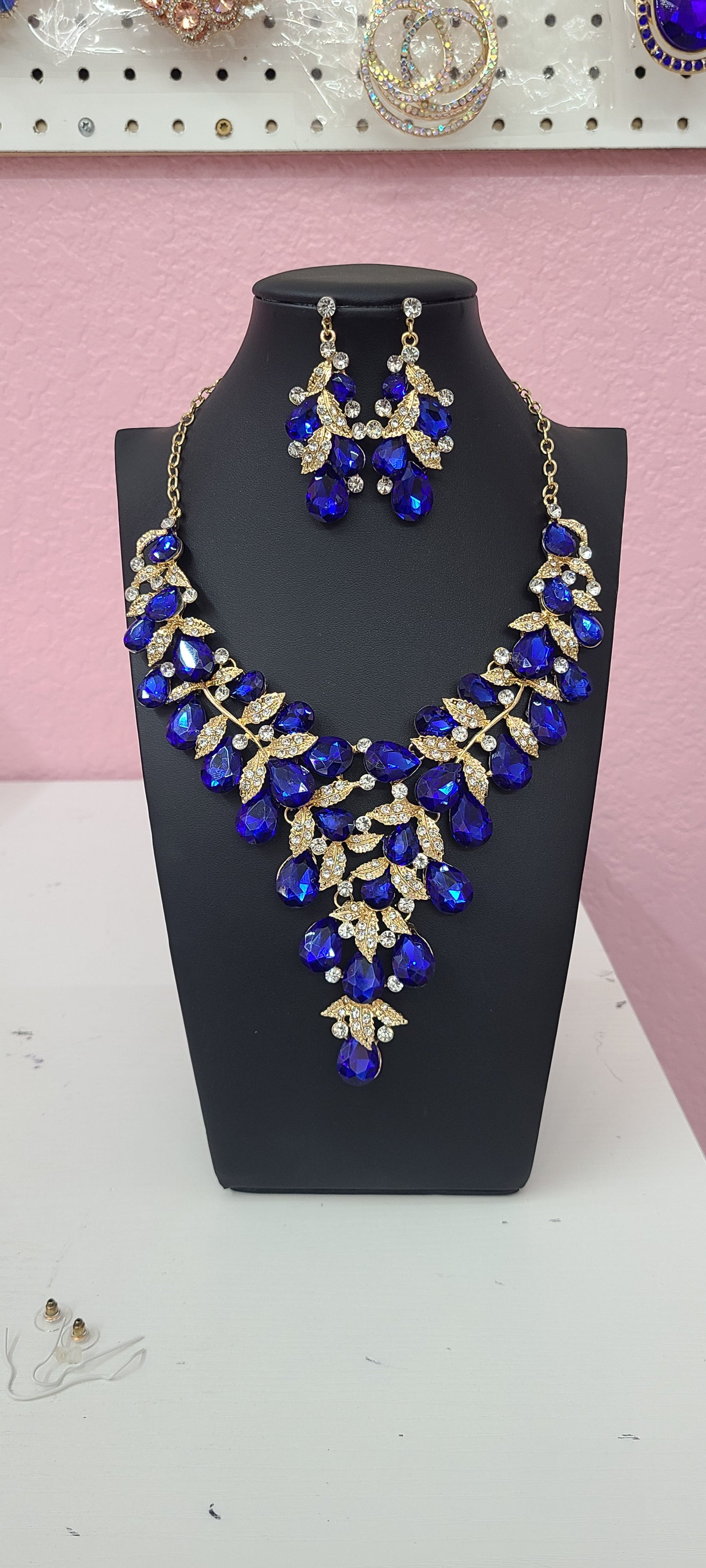 Blue Gold Statement Necklace