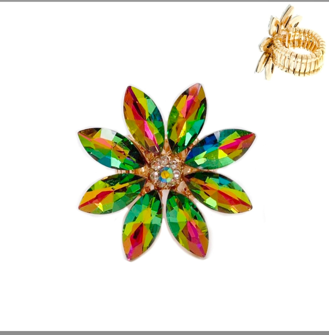 Oilslick flower ring