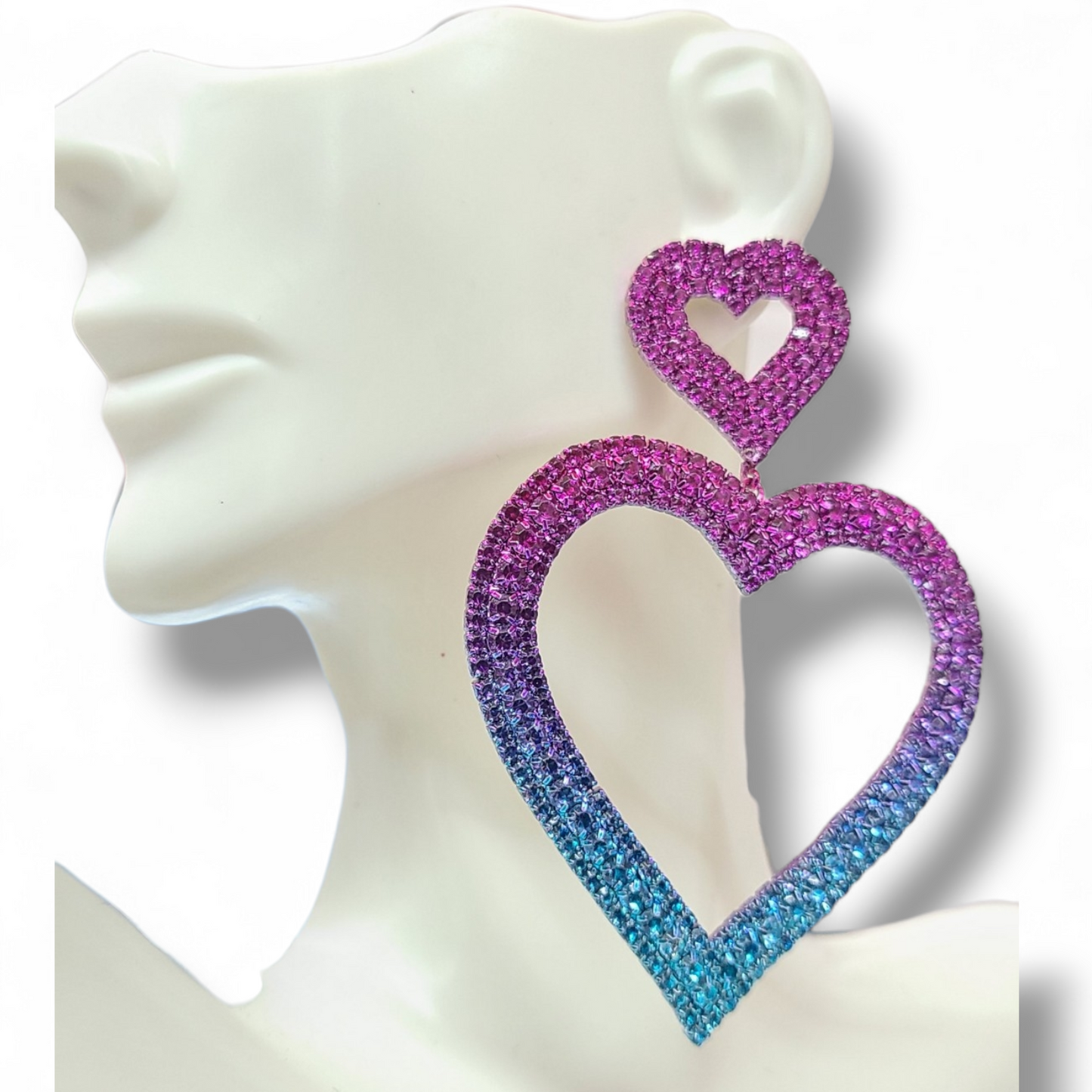 Purple and blue heart earrings
