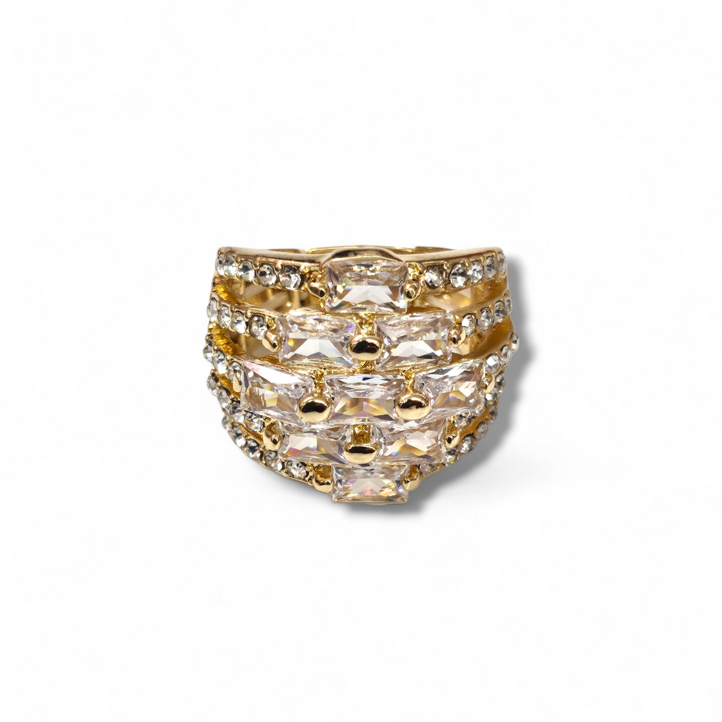 Gold clear zirconia Ring