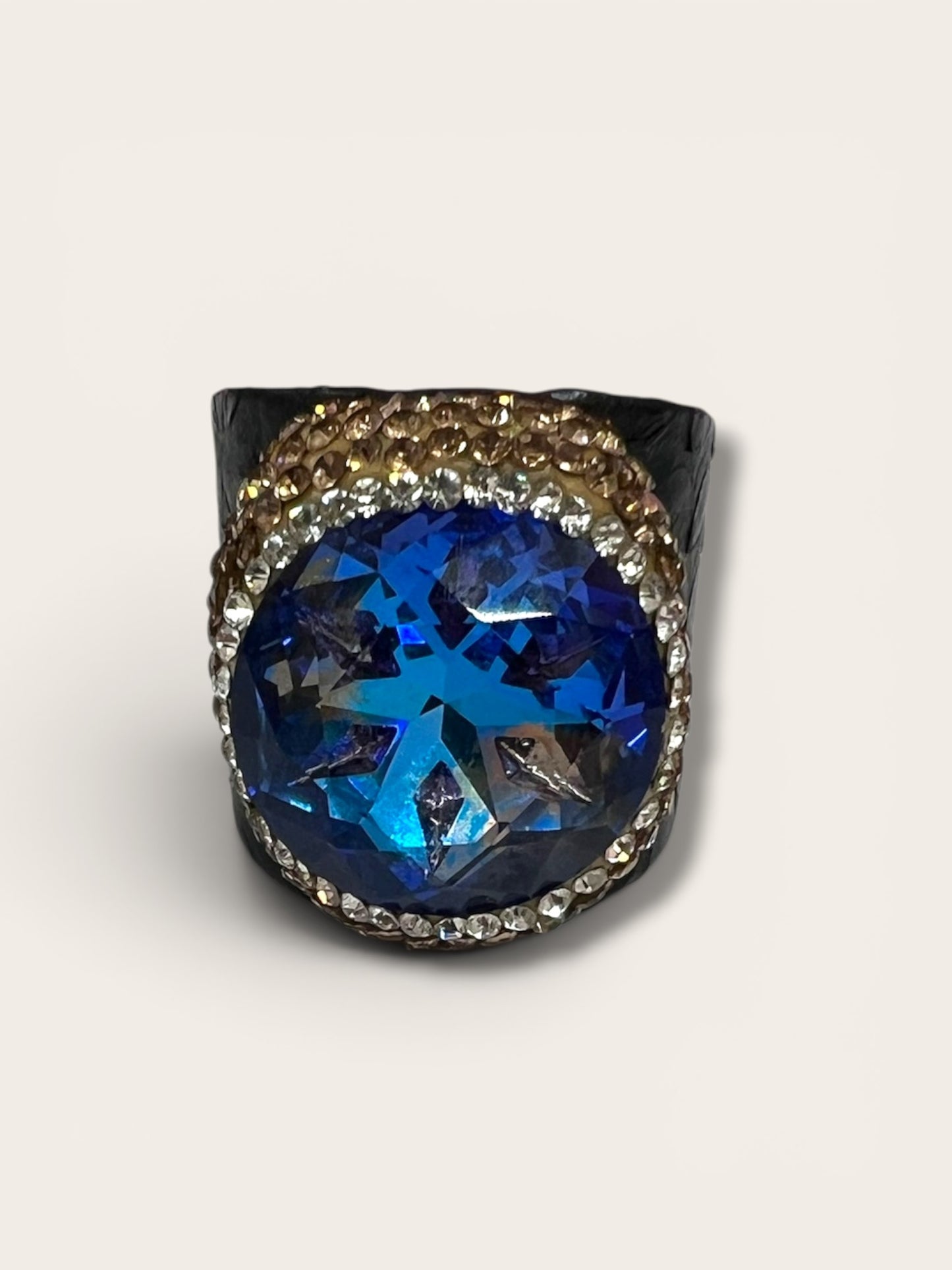 Royal blue leather ring