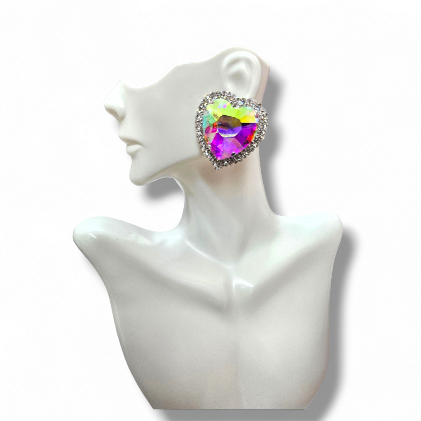 AB post heart shape earrings