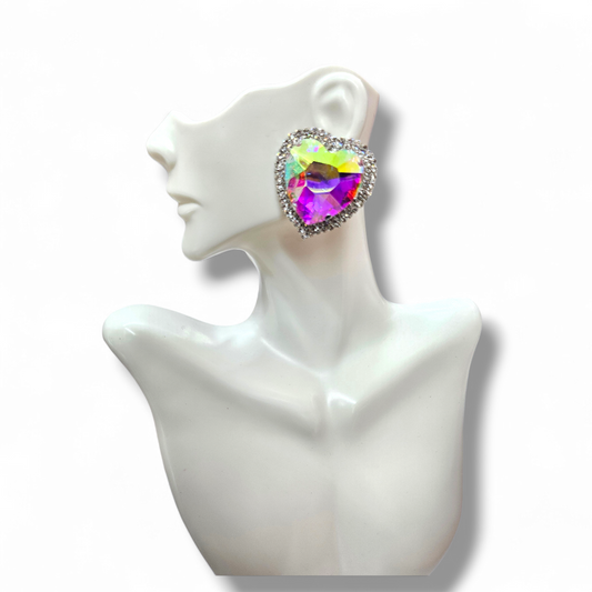 AB post heart shape earrings