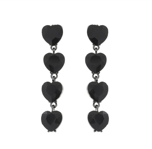 Black Heart drop earrings