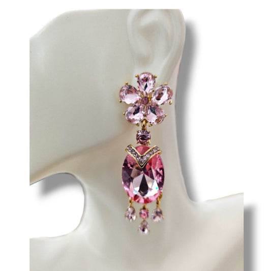 Pink Rhinestone Earrings